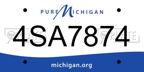 4SA7874 Michigan License Plate