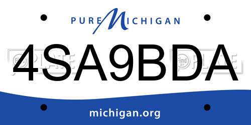 4SA9BDA Michigan License Plate