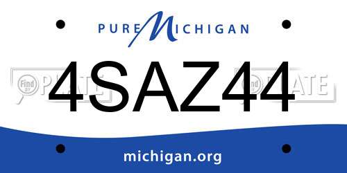 4SAZ44 Michigan License Plate