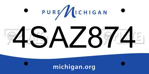 4SAZ874 Michigan License Plate