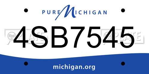 4SB7545 Michigan License Plate