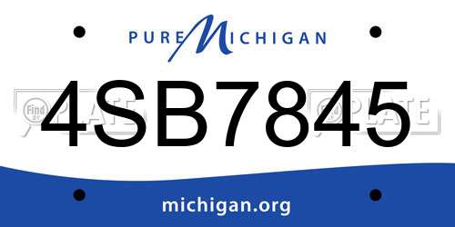 4SB7845 Michigan License Plate