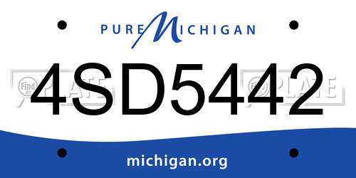 4SD5442 Michigan License Plate