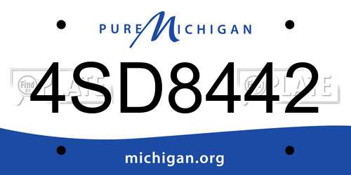 4SD8442 Michigan License Plate