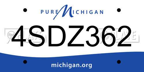 4SDZ362 Michigan License Plate