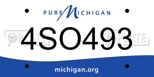 4SO493 Michigan License Plate