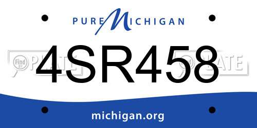 4SR458 Michigan License Plate