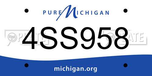 4SS958 Michigan License Plate