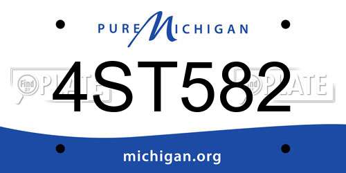 4ST582 Michigan License Plate