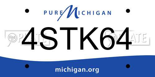 4STK64 Michigan License Plate