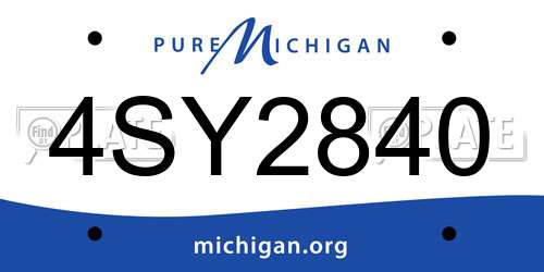 4SY2840 Michigan License Plate