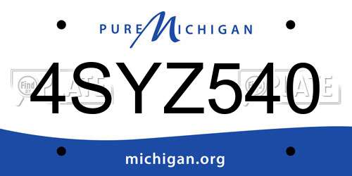 4SYZ540 Michigan License Plate