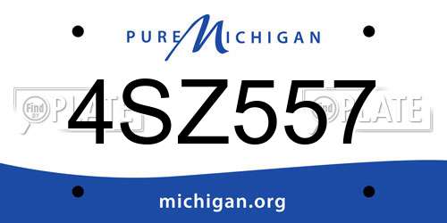 4SZ557 Michigan License Plate