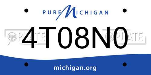 4T08N0 Michigan License Plate