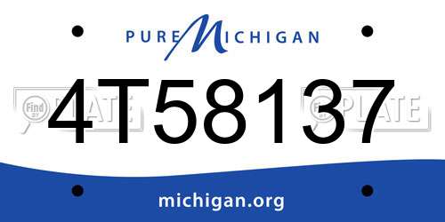4T58137 Michigan License Plate
