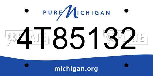 4T85132 Michigan License Plate