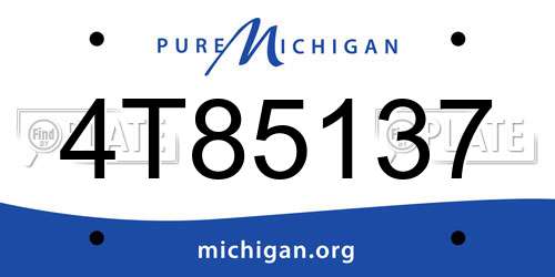 4T85137 Michigan License Plate
