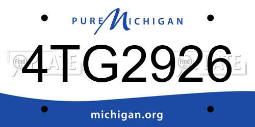 4TG2926 Michigan License Plate