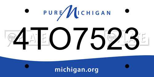4TO7523 Michigan License Plate