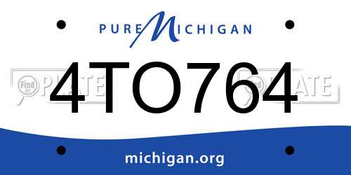 4TO764 Michigan License Plate
