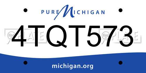 4TQT573 Michigan License Plate