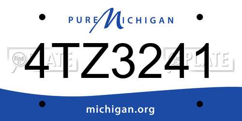 4TZ3241 Michigan License Plate