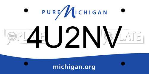 4U2NV Michigan License Plate