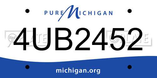 4UB2452 Michigan License Plate