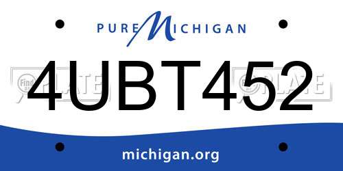4UBT452 Michigan License Plate
