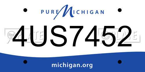 4US7452 Michigan License Plate