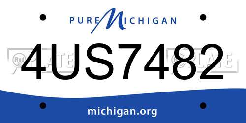 4US7482 Michigan License Plate