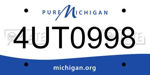 4UT0998 Michigan License Plate