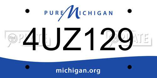 4UZ129 Michigan License Plate