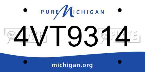 4VT9314 Michigan License Plate