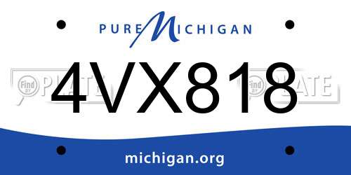 4VX818 Michigan License Plate