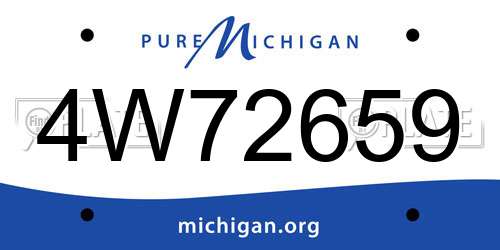 4W72659 Michigan License Plate