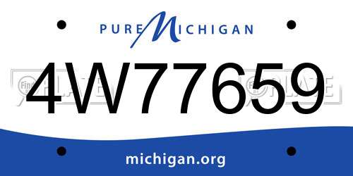 4W77659 Michigan License Plate
