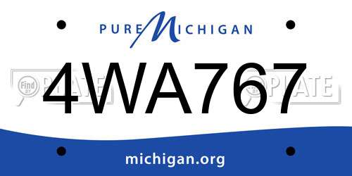 4WA767 Michigan License Plate