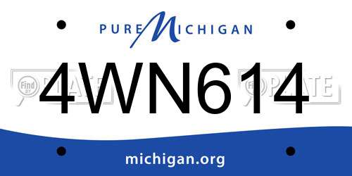 4WN614 Michigan License Plate