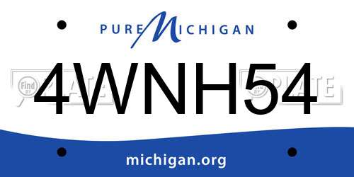 4WNH54 Michigan License Plate