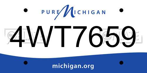 4WT7659 Michigan License Plate
