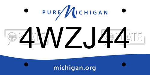 4WZJ44 Michigan License Plate