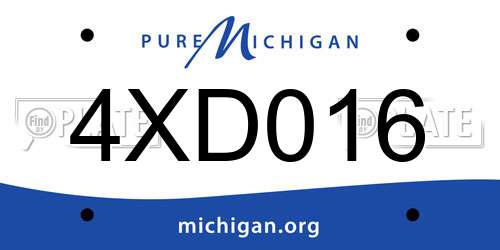 4XD016 Michigan License Plate