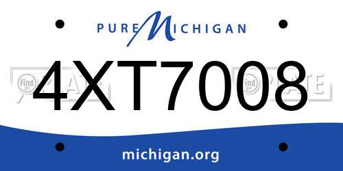 4XT7008 Michigan License Plate