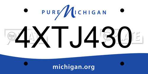 4XTJ430 Michigan License Plate