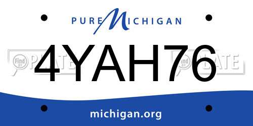 4YAH76 Michigan License Plate