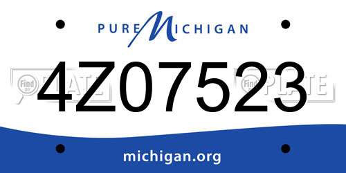 4Z07523 Michigan License Plate