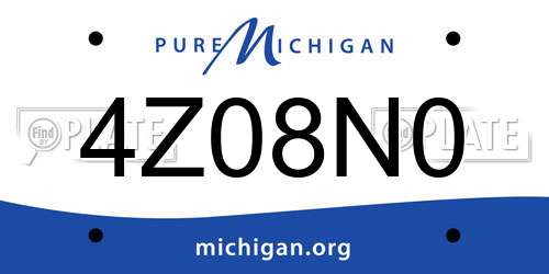 4Z08N0 Michigan License Plate