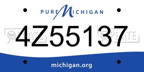 4Z55137 Michigan License Plate