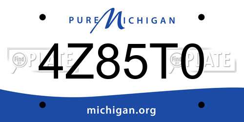 4Z85T0 Michigan License Plate